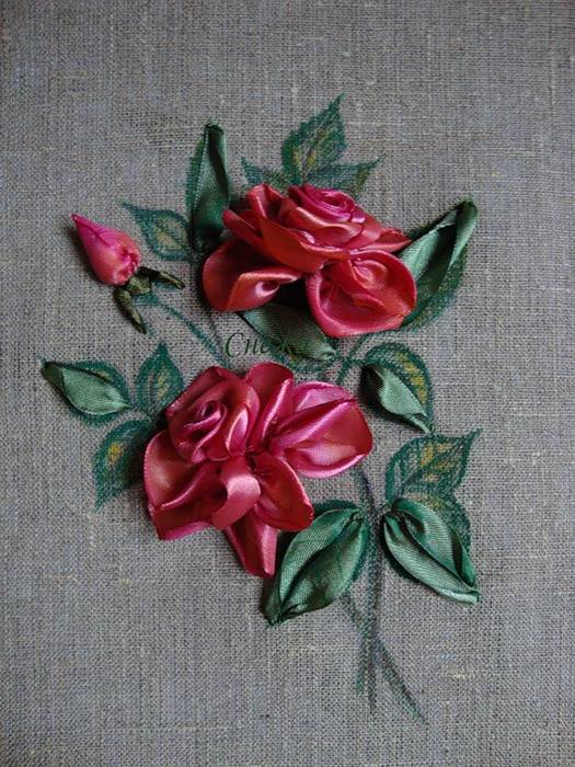 Картина панно рисунок мастер-класс вышивка мк розы вышивка атласными лентами ленты