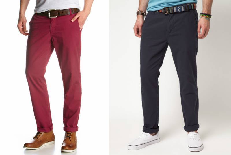 С чем носить мужские брюки чинос: бежевые, синие, черные