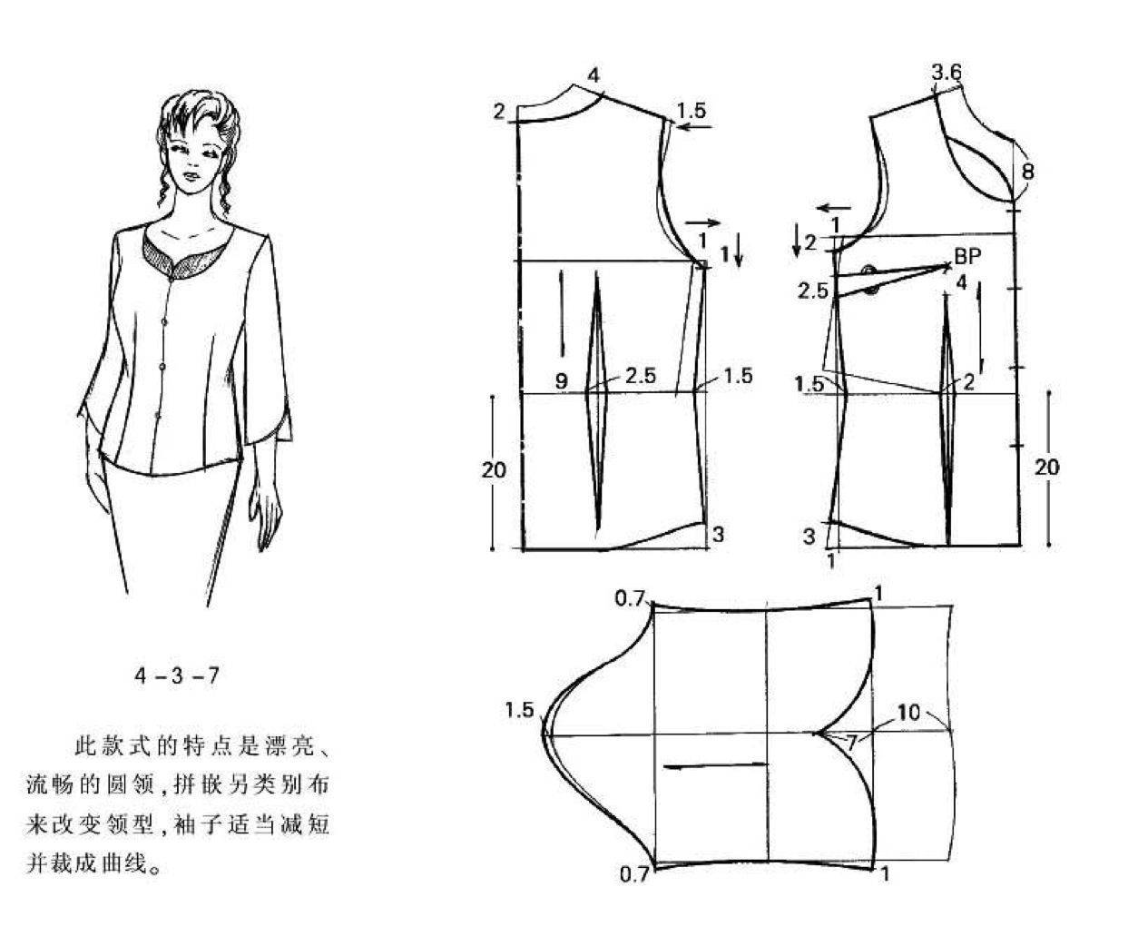 Выкройка блузы со складками на горловине моделирование и пошив. готовая выкройка 46 размер бесплатно