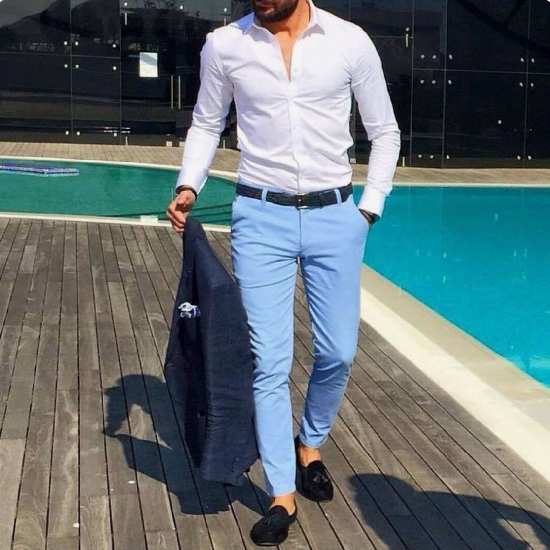 Синяя мужская рубашка-как разнообразить гардероб