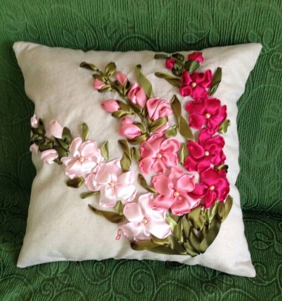 Интерьер шитьё подушки - цветы навеяны весной