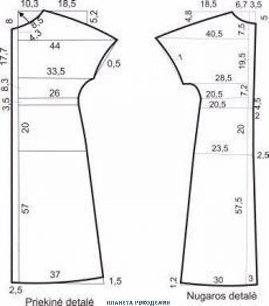 Выкройка платья прямого силуэта с цельнокроеным рукавом 46 размер