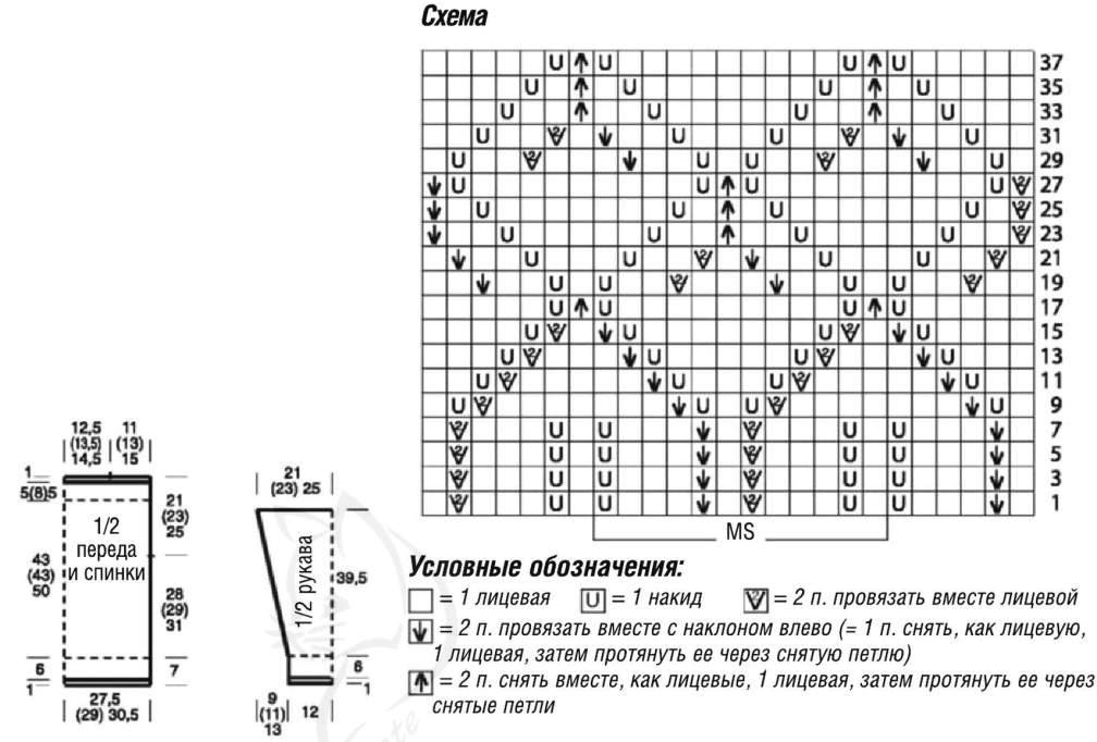 Свитер с ромбами женский спицами схема