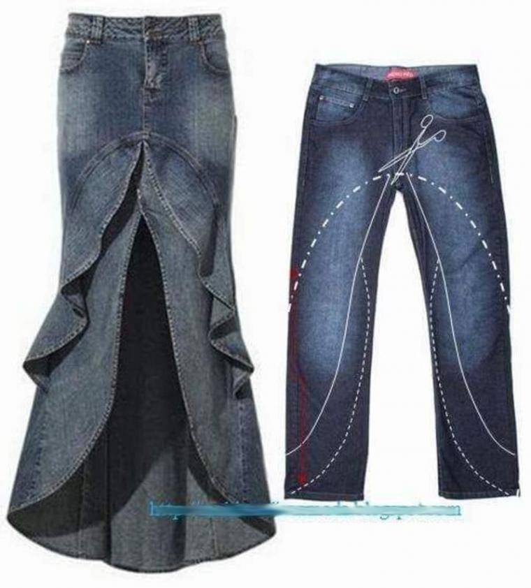 Как из старых джинс сделать юбку своими руками: пошаговые фото