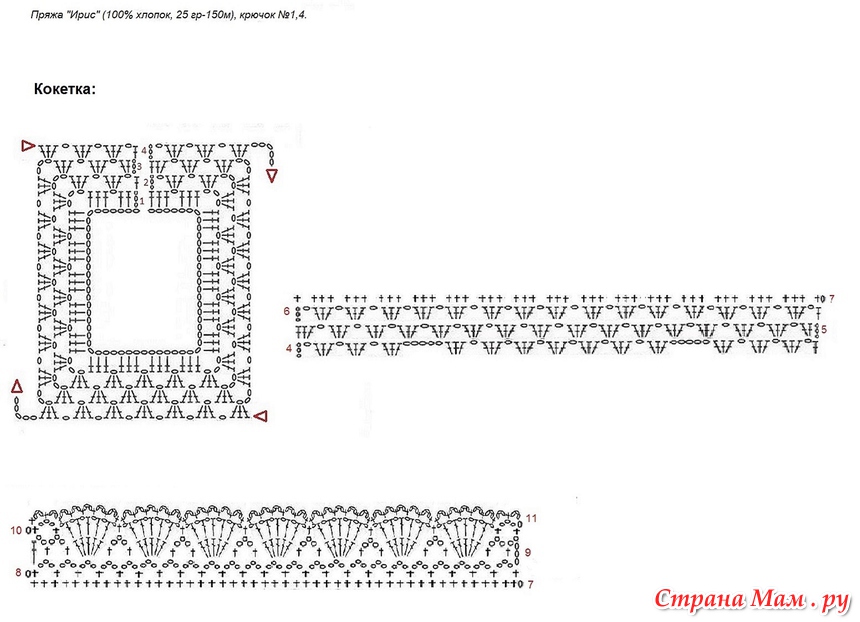 Крючком квадратная кокетка схемы
