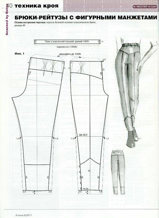 Раскладка кроя брюк и расход ткани