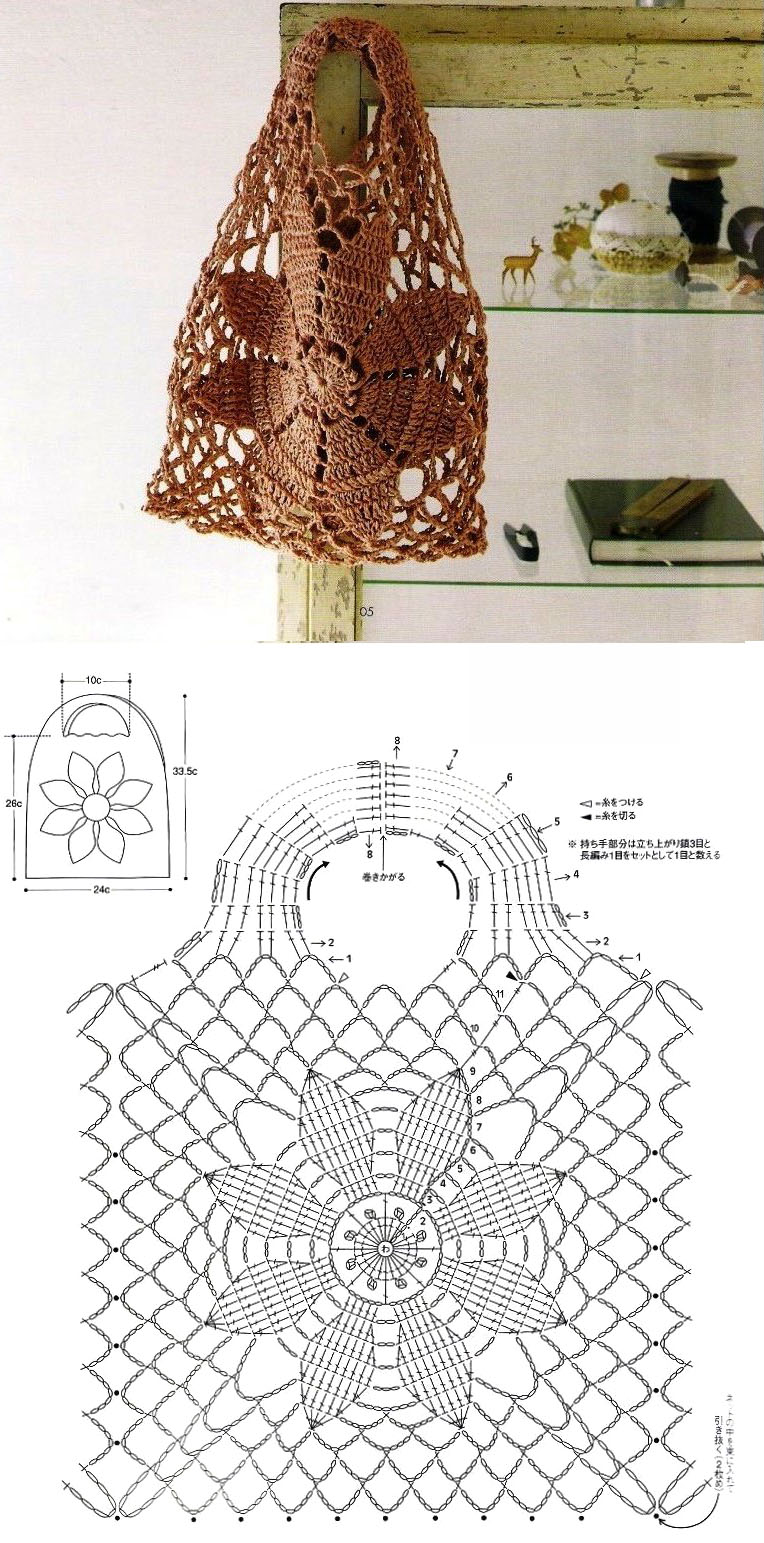 Вязаные авоськи крючком со схемами