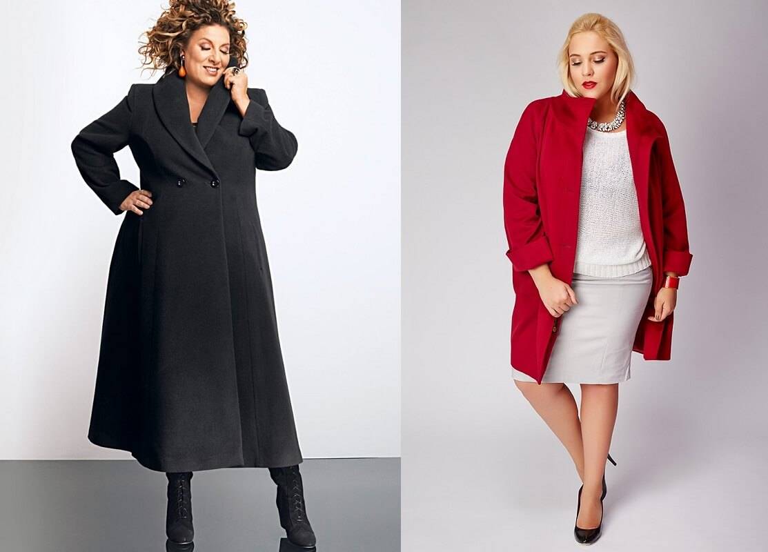 Модные пальто для полных девушек и женщин – пончо и трапеция, длинные и короткие, кокон и оверсайз