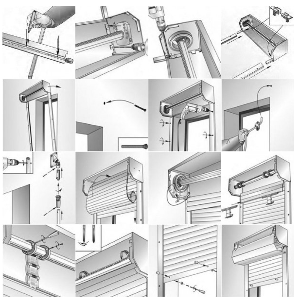 Роллетные ворота инструкция. Рольставни Алютех крепления привода. Рольставни Дорхан крепление направляющих роликов. Комплектующие к роллетам Дорхан. Схема монтажа рольставней Алютех.