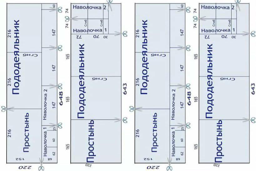 Раскрой постельного белья схема при ширине 220 евро