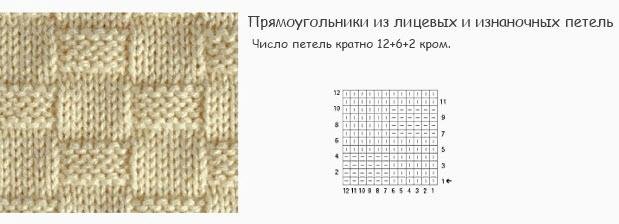 Схема вязания спицами шахматка схема