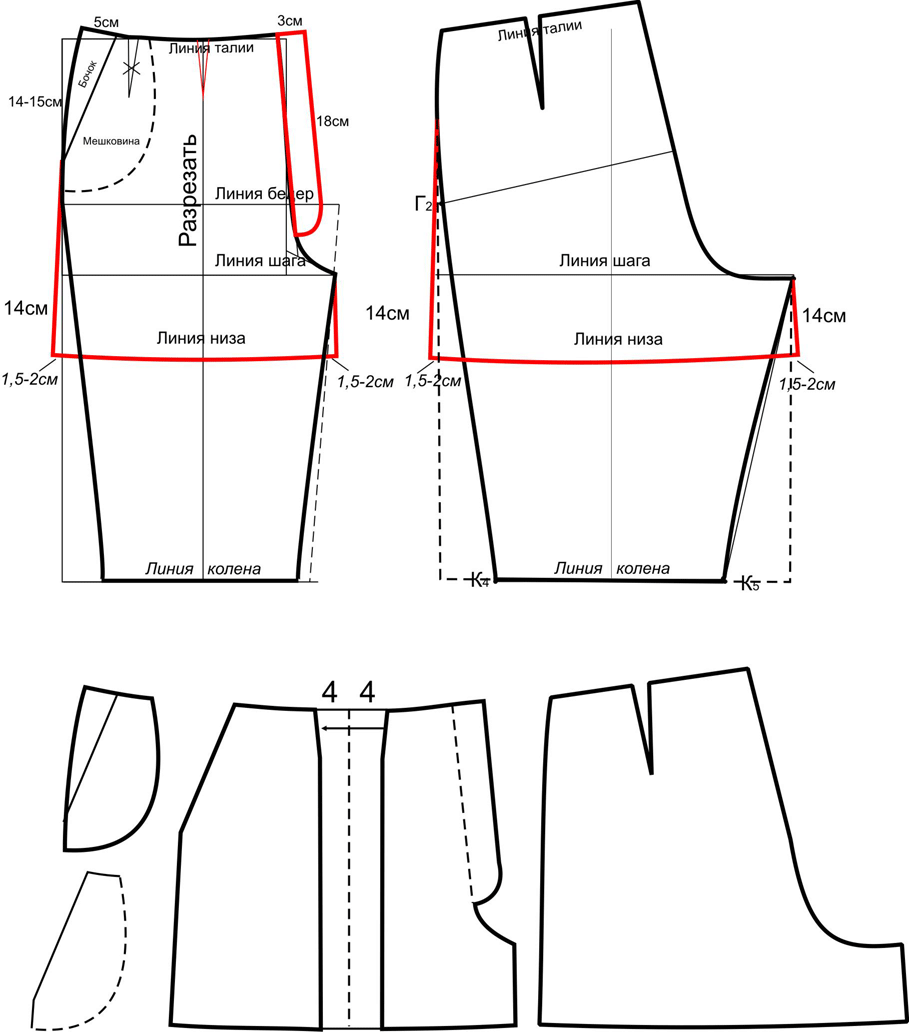 Картинки выкройка шорт