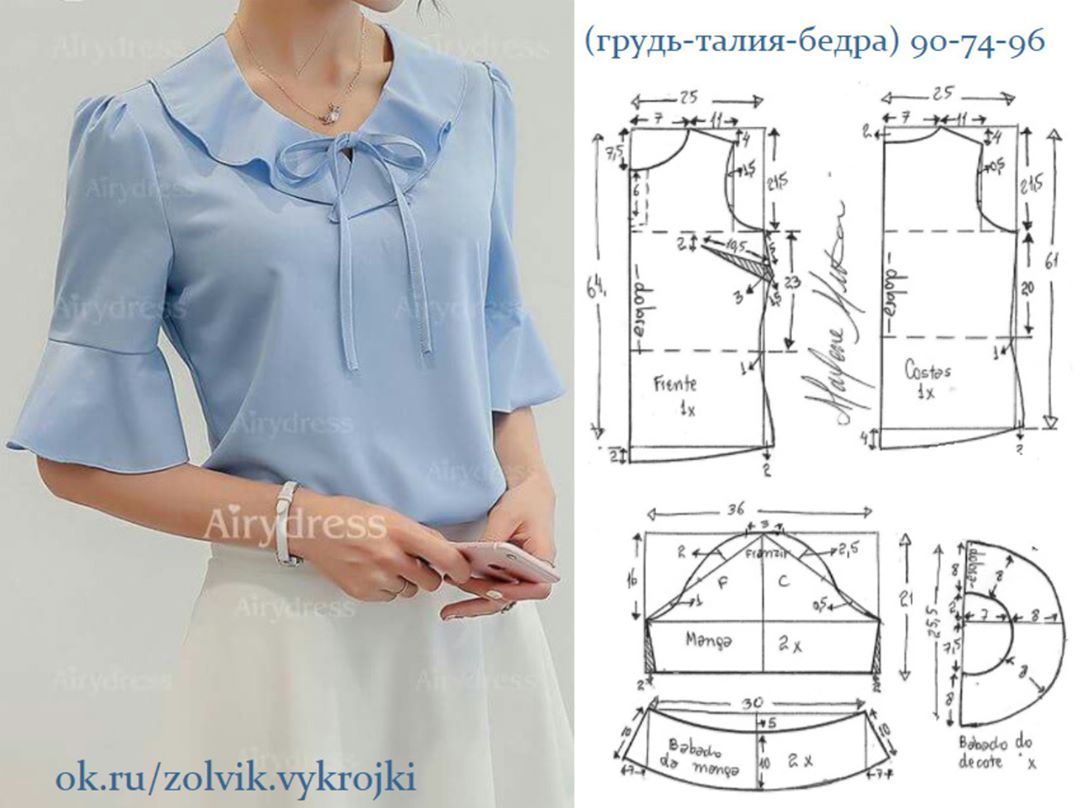 Выкройка простой блузки без рукавов | дама