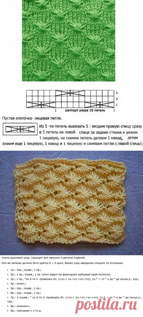 Узор «звездочка» спицами: схема и подробное описание процесса вязания с пошаговыми фото