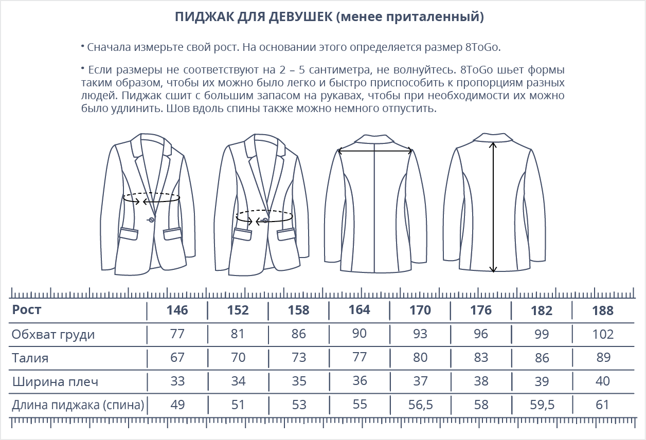Размер пиджаков женских