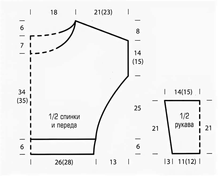 Как вязать спущенный рукав спицами схема для начинающих