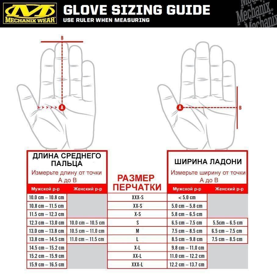 Как определить размер женских и мужских перчаток: правила измерения руки и таблицы