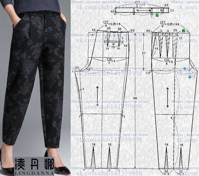 Выкройка брюк женских картинки