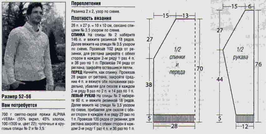 Свитер бодрова схема описание вязки