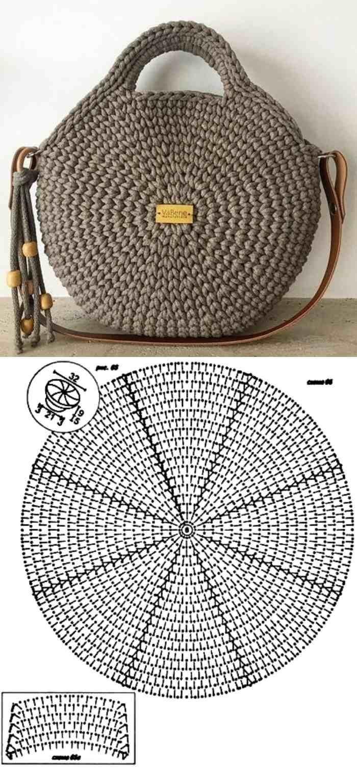 Схема вязания сумки из трикотажной пряжи крючком