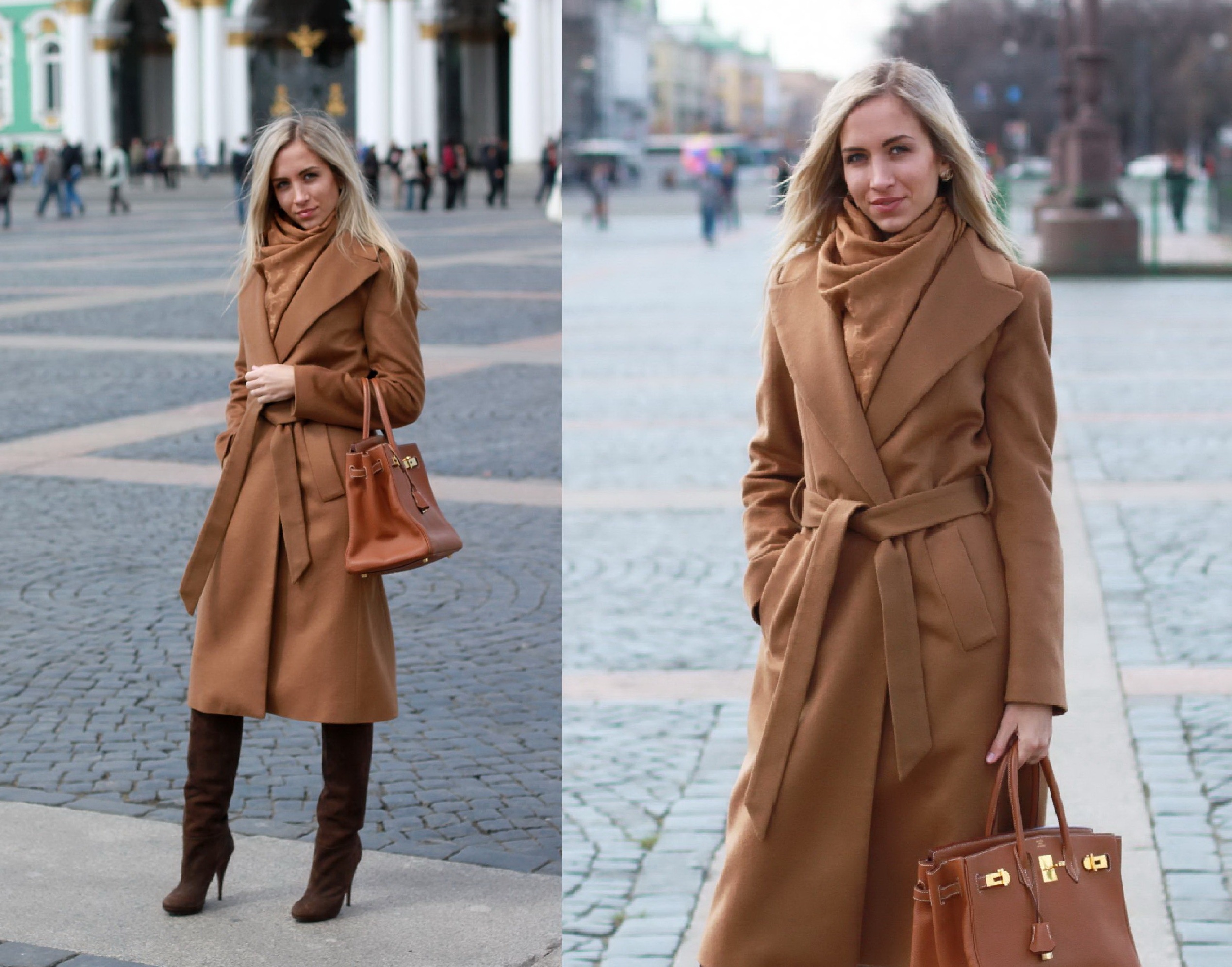 С чем носить коричневое пальто