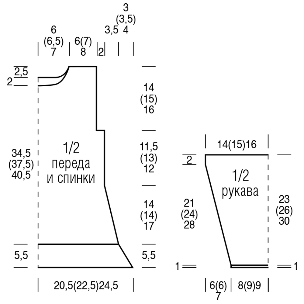 Футболка связать спицами схема рисунка и выкройка