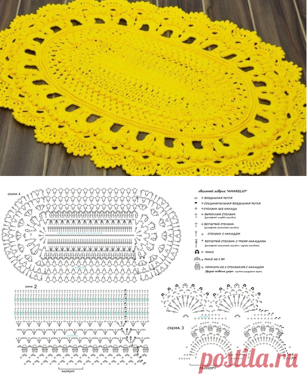 Вязать ковры крючком из шнура схемы и описание