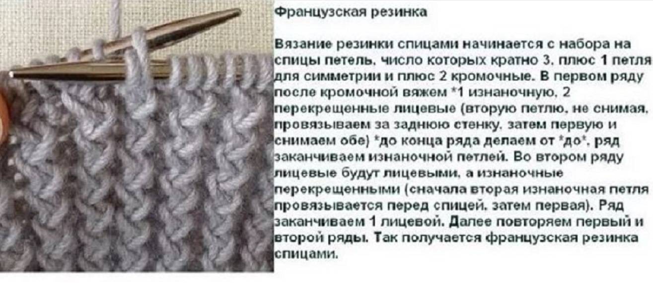 Вязание резинки спицами для начинающих схемы