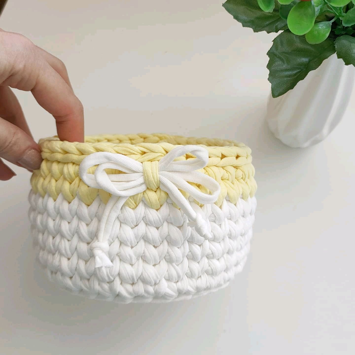 Корзинка из трикотажной пряжи. как связать корзинку из трикотажной пряжи