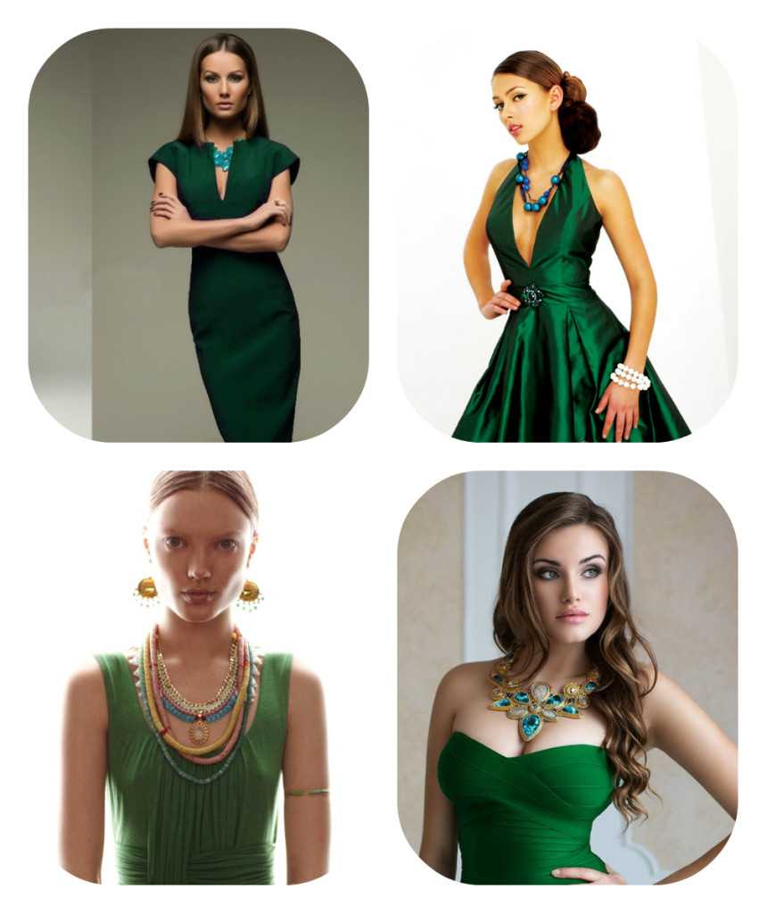 Бижутерия под зеленое платье