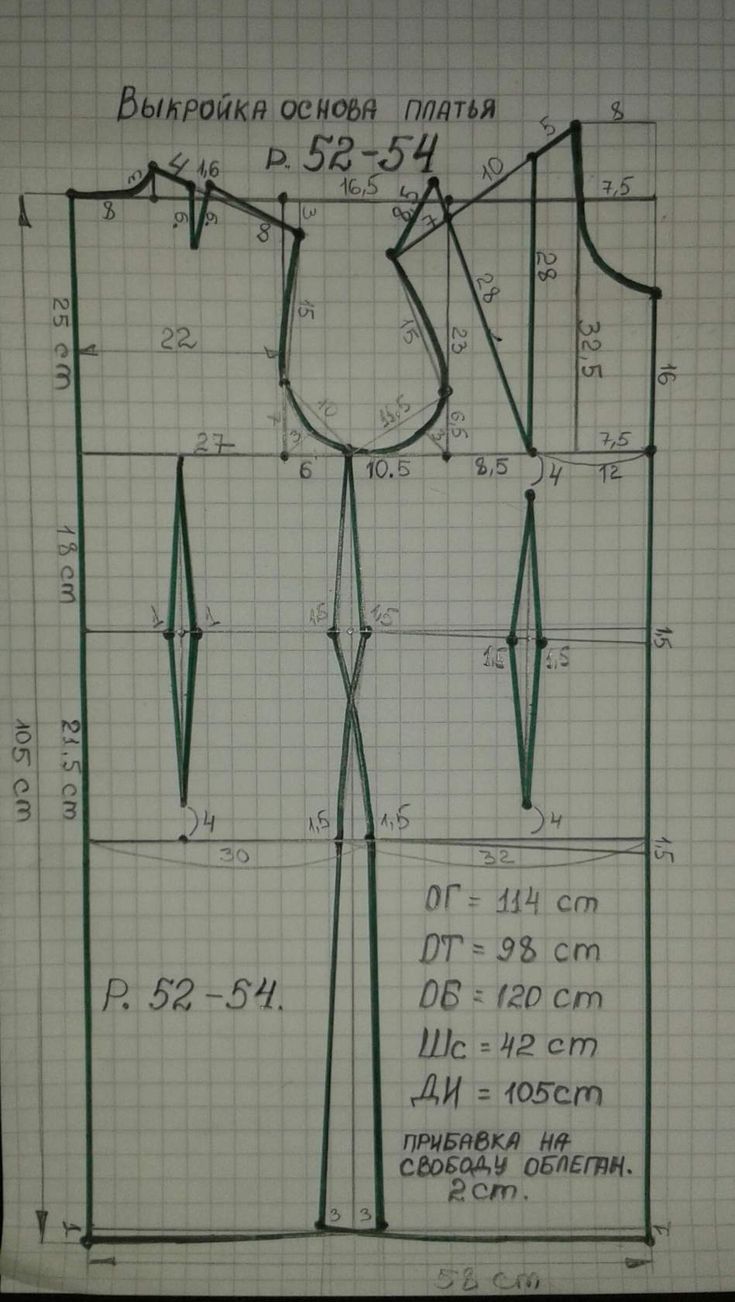 Базовая основа платья выкройка 48 размер