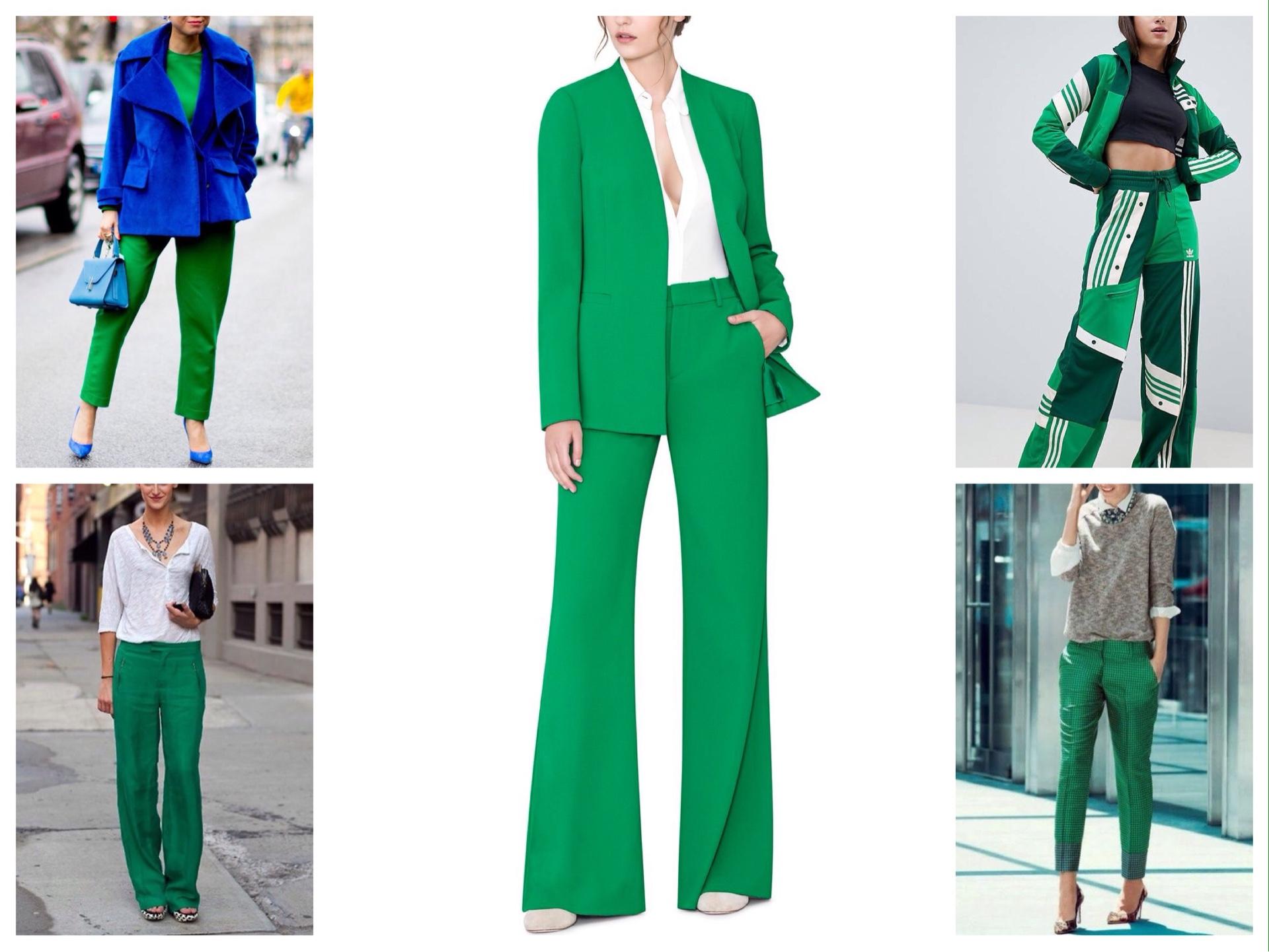 Зеленый костюм палаццо летний