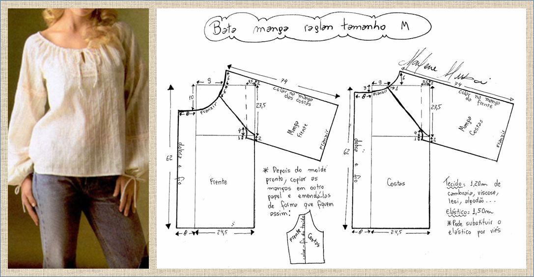 Построение выкройки блузы с рукавом 