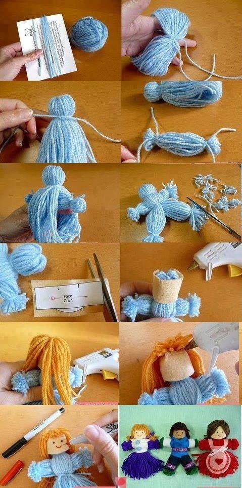 Как пошить красивую куклу из ниток и тканей
