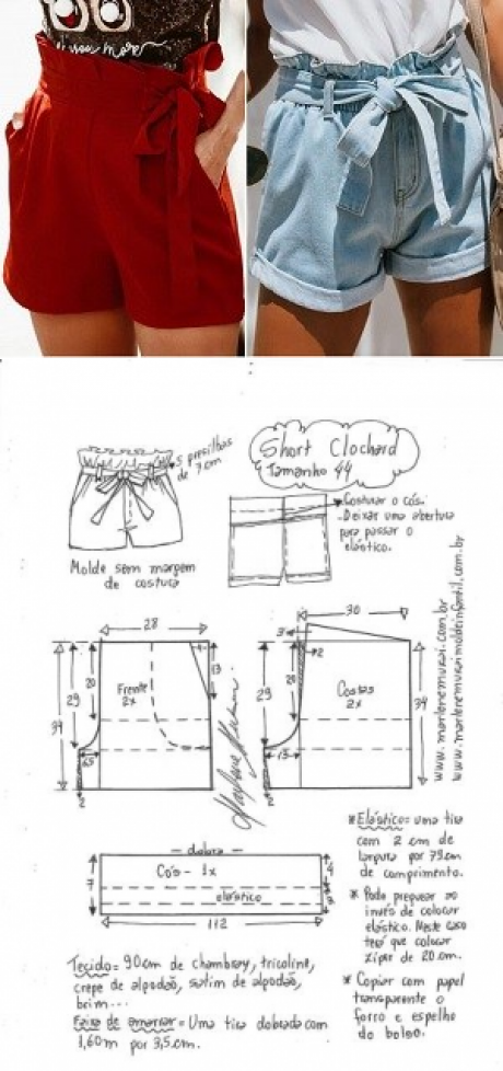 Выкройка женских летних шорт на резинке