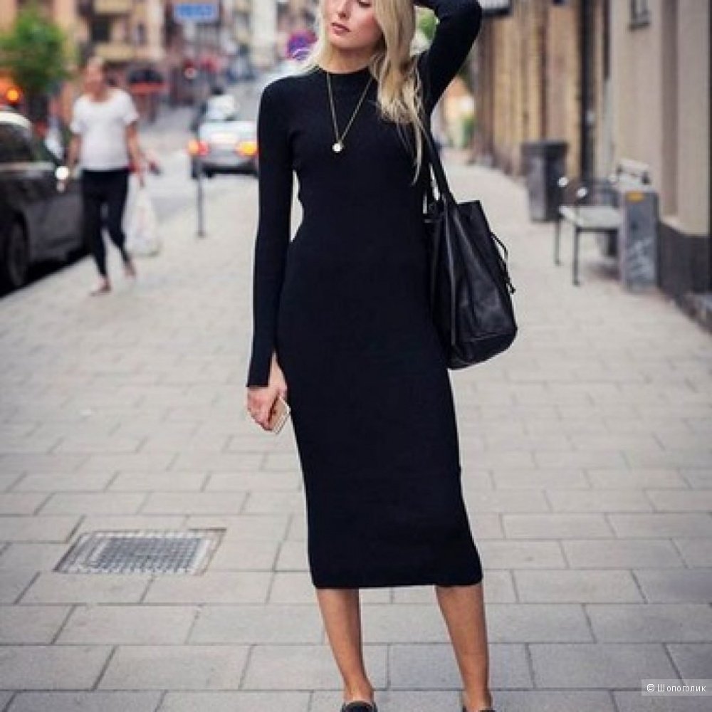 Черное платье лапша Zara миди
