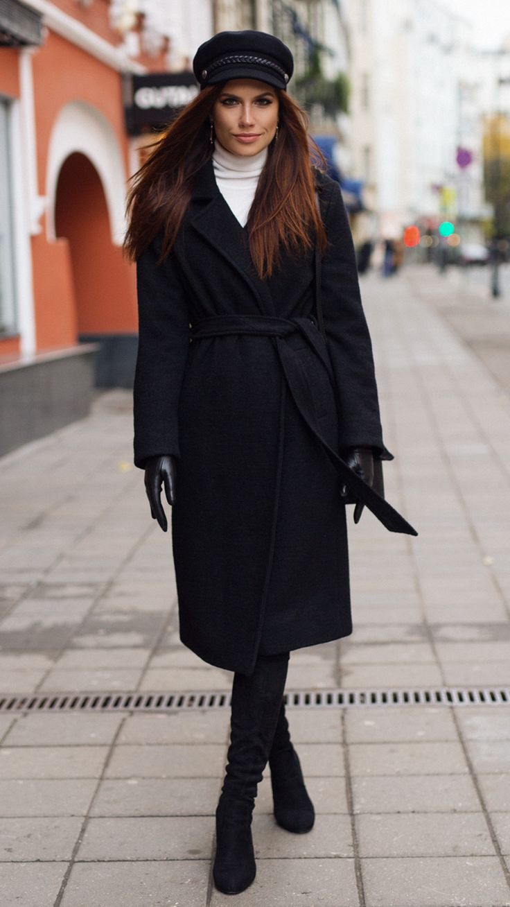 C чем носить черное пальто фото 2022 тенденции образы - модный журнал