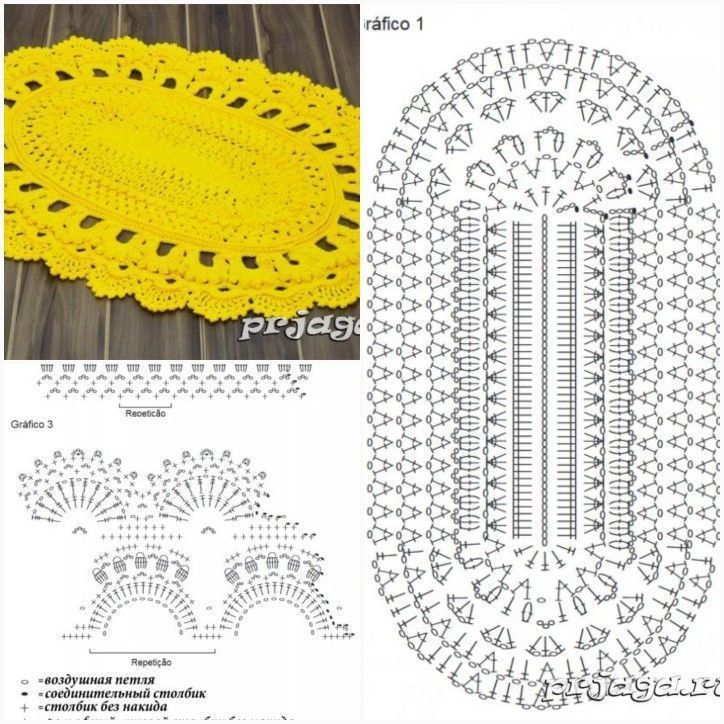 Овальные ковры на пол крючком со схемами