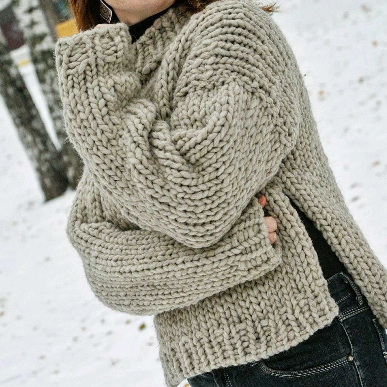 Пуловер из толстой пряжи, свитер спицами для женщин