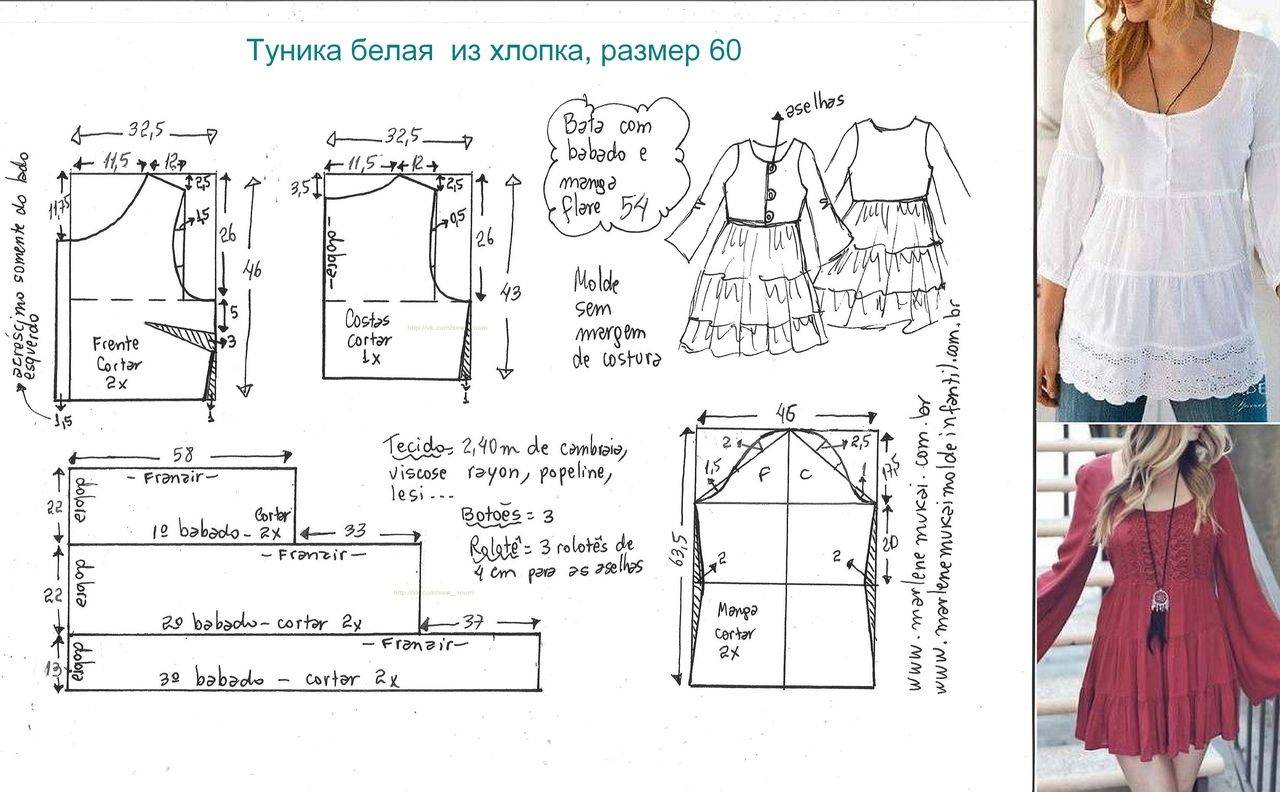 Выкройка асимметричного платья с воланом по низу