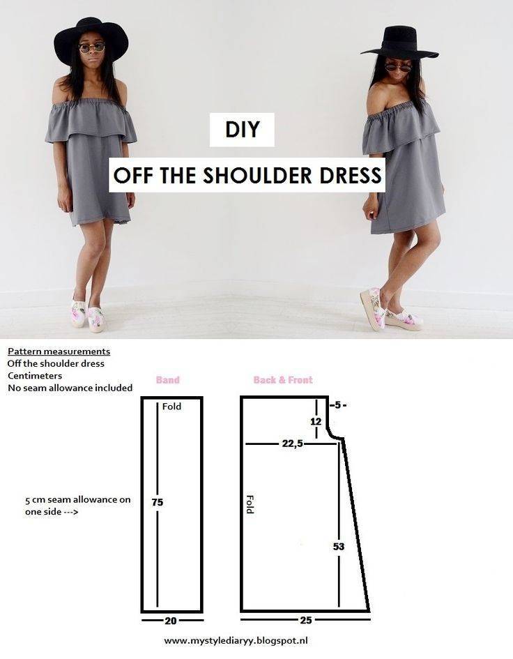 Как построить выкройку платья с открытыми плечами