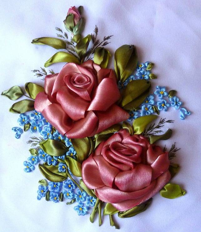 Вышиваем лентами розы. мастер-класс - russian-handmade.com