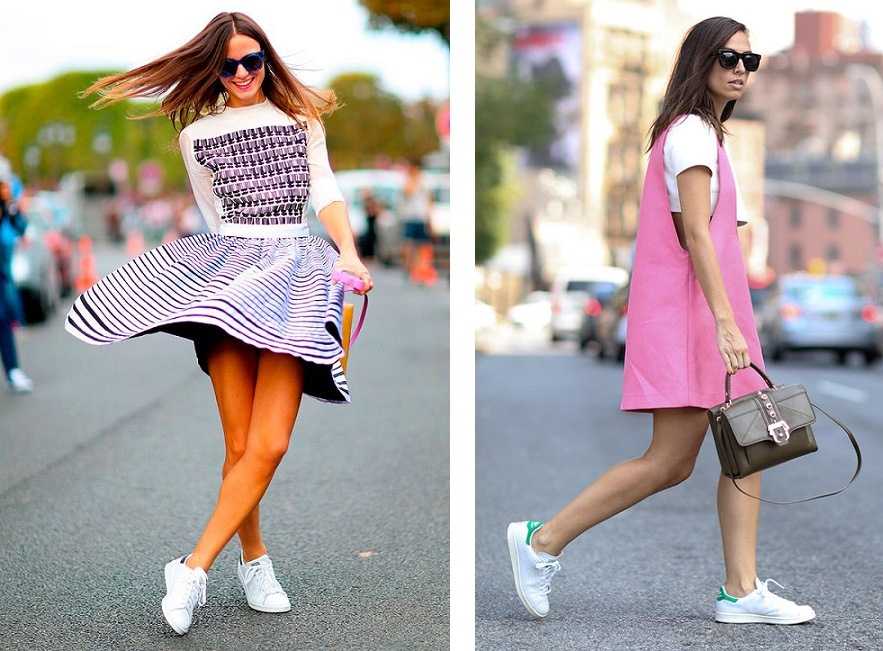Платье с кроссовками, правила создания стильного образа для женщин