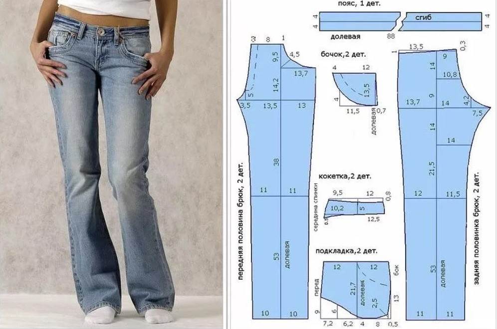 Выкройка женских джинсов