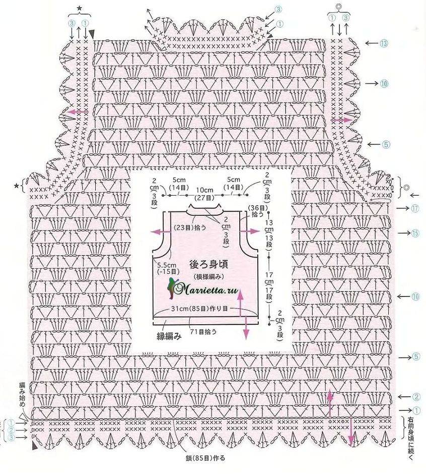 Схема вязания жилетки для девочки крючком