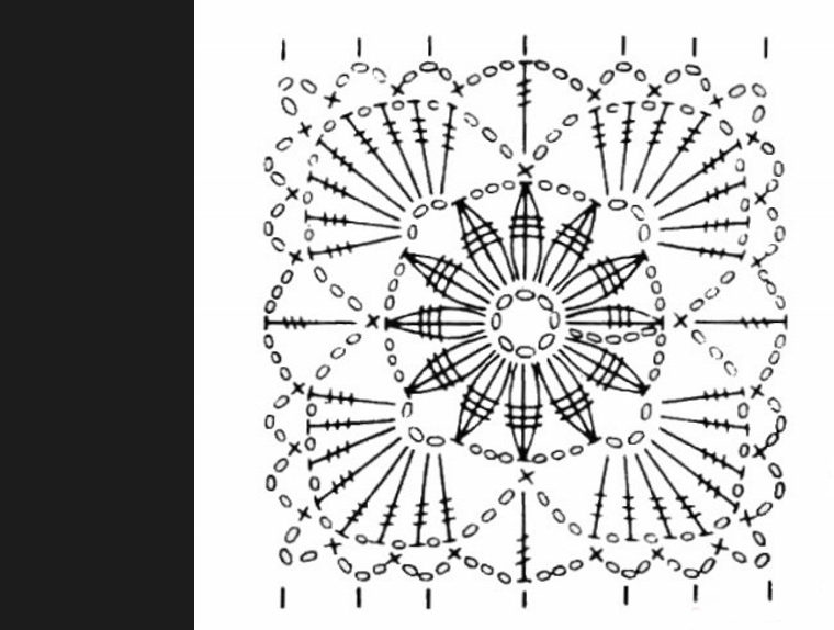 Ажурный квадрат крючком схемы и описание