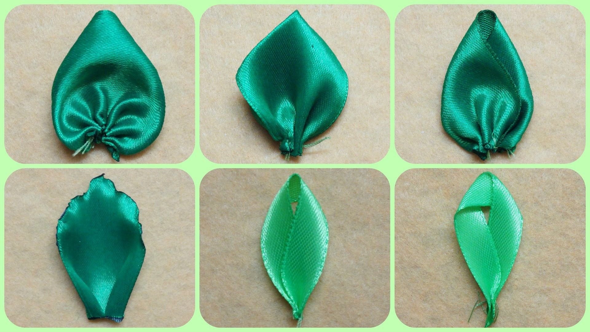Как сделать листочки из атласной ленты пошаговое изготовление простого лист...