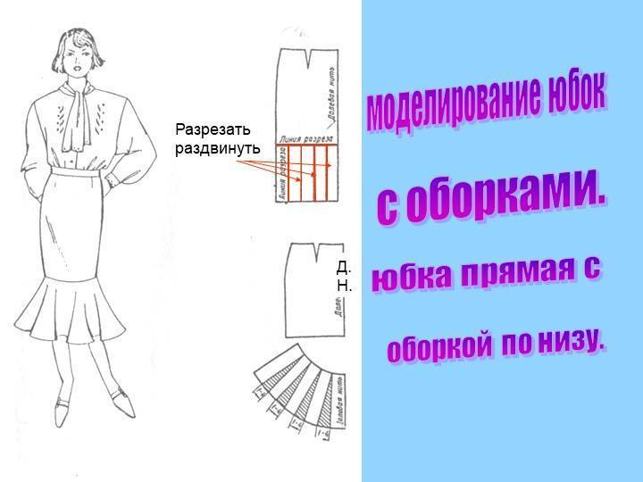 Моделирование прямой юбки с воланом от школы шитья а. корфиати