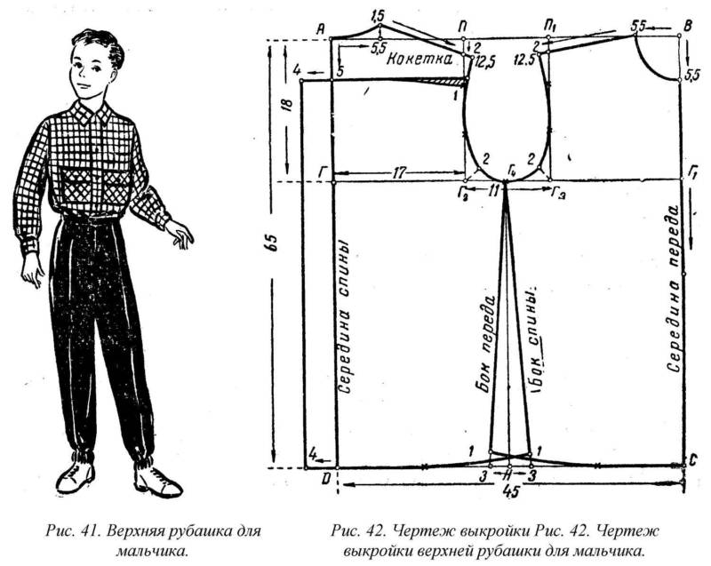 Чертеж сорочки мужской