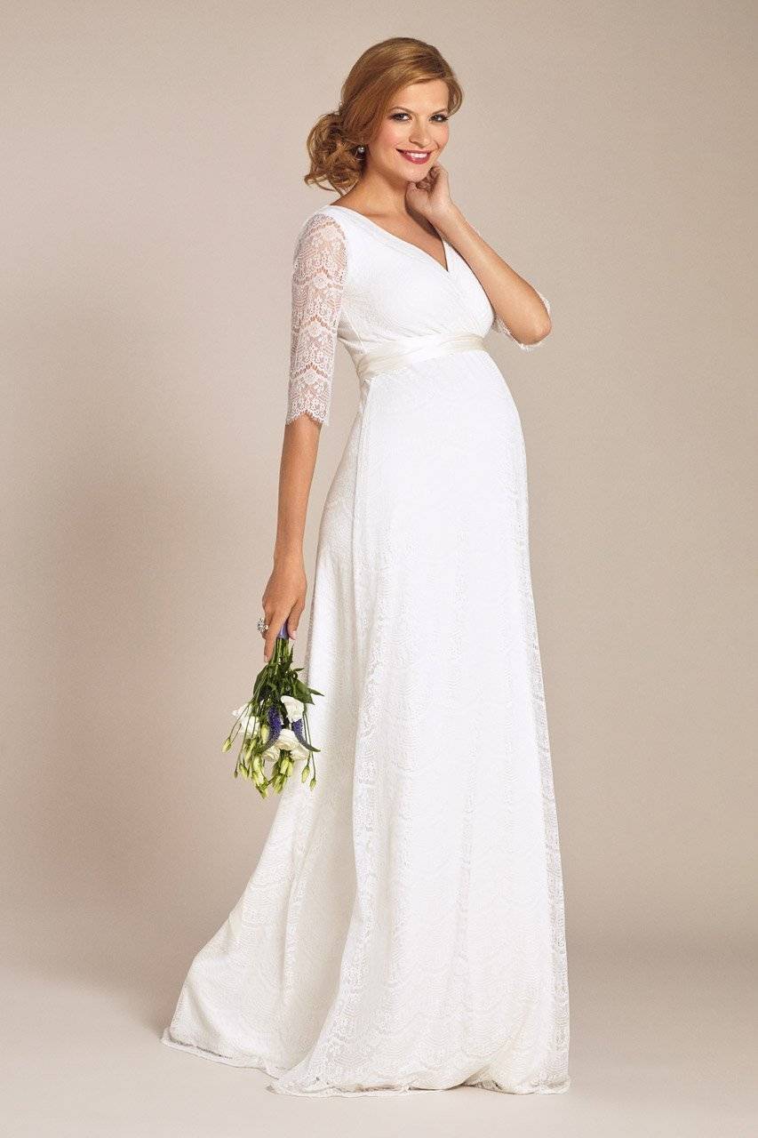 Свадебные платья для беременных невест 2022: пышные модели скрывающие живот и с завышенной талией + стильные короткие и кружевные с фото